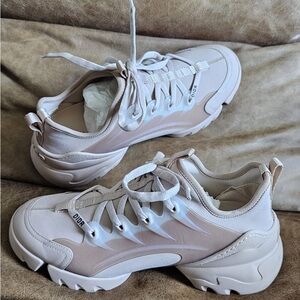 Dior Women's Beige and White Sneakers